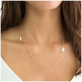 Cimenexe Bohemian Peace Dove Necklace Choker Tiny Dove Chain Necklace Layered Swallow Choker Necklace Gold Pigeon Collar Necklace Jewelry for Women and Girls