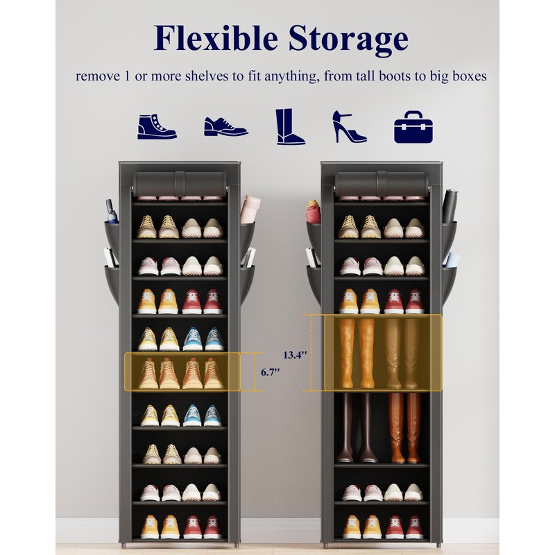 Kitsure Shoe Rack - 10-Tier Large Capacity Shoe Organizer Shelf