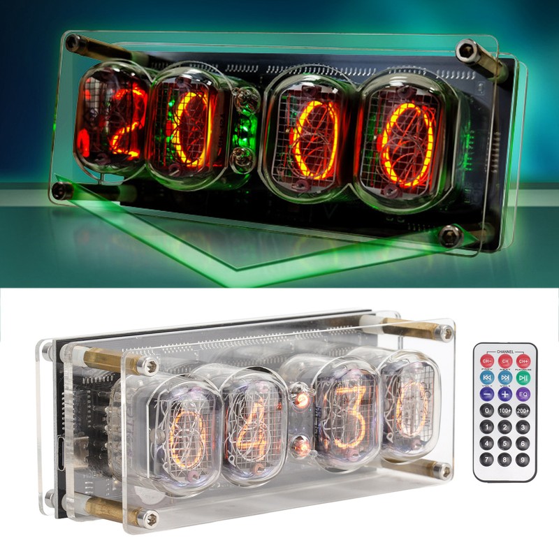 IN12 Glow Tube Clock with Remote Controller Electronic Digital Tube