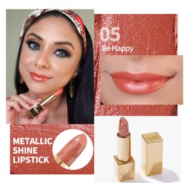 Oulac Orange Lipstick Set 2PCS - Included Metallic Orange Lipstick and Sheer Orange Liptsick, Vegan Lightweight Hydrating Formula, 05+PG04