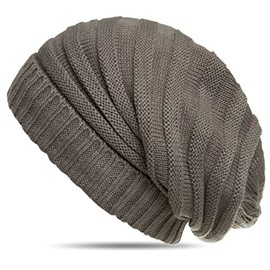CASPAR Womens Winter Knitted Slouch Beanie with Rib Knit Design - MU081, Colour:grey;Size:One Size