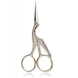 3.6" Stainless Steel Tip Classic Stork Scissors Crane Design Sewing Scissors DIY Tools Small Shear for Embroidery, Craft, Needle Work, Art Work Everyday Use - Gold