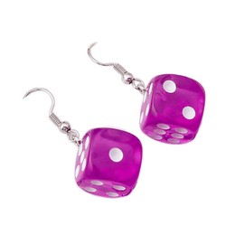Resin 3D Dice Dangle Earrings Punk Cubic Acrylic Multicolor Cube Square Dice Charm Drop Earrings Funny Geometric Hip Hop Night Club Party Jewelry for Women - purple