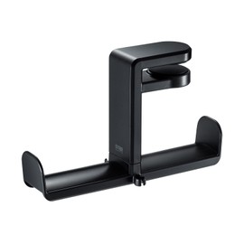 Sanwa Supply PDA-STN19BK Headphone Hook (W Type), 2 Units, 360° Rotation, Spring Type Clamp