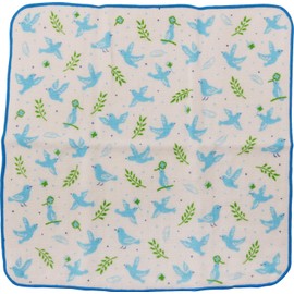 Kyoyu Blue Bird Hand Towel, 9.8 x 9.8 inches (25 x 25 cm), Fluffy Towel Handkerchief