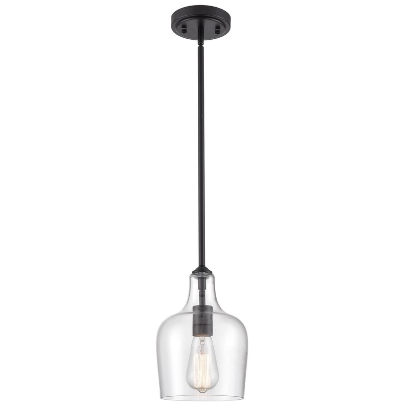 JEENKAE Modern Farmhouse Pendant Lighting for Kitchen Island Glass Black