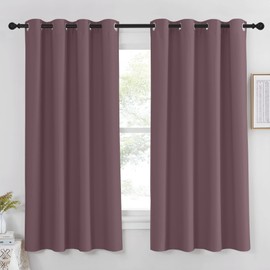 NICETOWN Blackout Dry Rose Curtain 63 inches Long for Girls Room - Grommet Thermal Insulated Room Darkening Window Treatment Privacy Drapes for Bedroom/Living Room (1 Piece, W52 x L63)