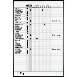 Quartet Gray Duramax Porcelain Magnetic in/Out Personnel Board System, 36 Names, 3 x 2 Feet, Black Aluminum Frame (783G)