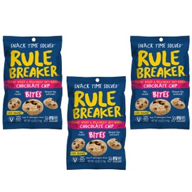 Rule Breaker Snacks Vegan Gluten Free Cookies | Chocolate Chip Cookie Bites | Plant-Based, Dairy, Nut, Soy, Allergen Free, Kosher | Soft-Baked School Snacks for Kids and Adults (Pack of 3)