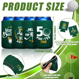 Jingmore 12 Pack Funny Golf Themed Can Coolers Reusable Neoprene Beer Sleeve Bulk Thermal Insulation & Keep Cool Interesting Gift for Golfer Birthday Party Supplies(50th Themed)
