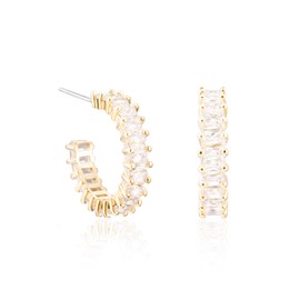 PengJin Semicircle Earrings Stud For Women, Hypoallergenic Copper Shine Cubic Zircon, Girl’s Delicate Birthday Anniversary Jewelry Gifts