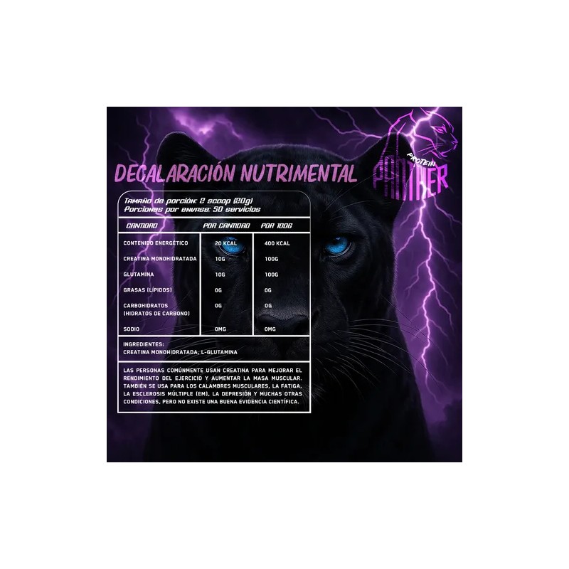 Creatina + Glutamina Panther Protein 1kg Varios Sabores