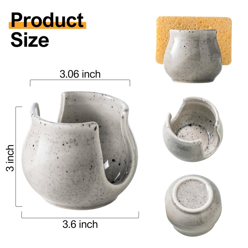 Zoeeker Sponge Holder for Kitchen Sink, Ceramic Dish Sponge Drying