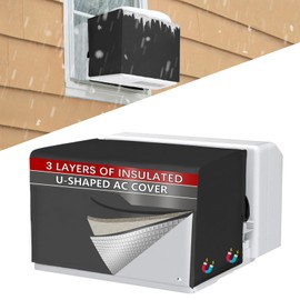 20"L x 13.5"H x 12.5"D Outdoor Window Air Conditioner Cover Compatible with Midea U-Shaped Air Conditioner 8000/10000/120000 BTU, 3 Layers Insulation AC Cover, Air Conditioner Covers Outside, Black