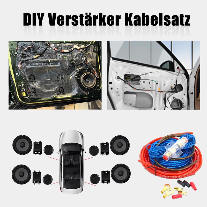 Cable Set, Subwoofer Car Amplifier Cable Set Connection Set 10GA