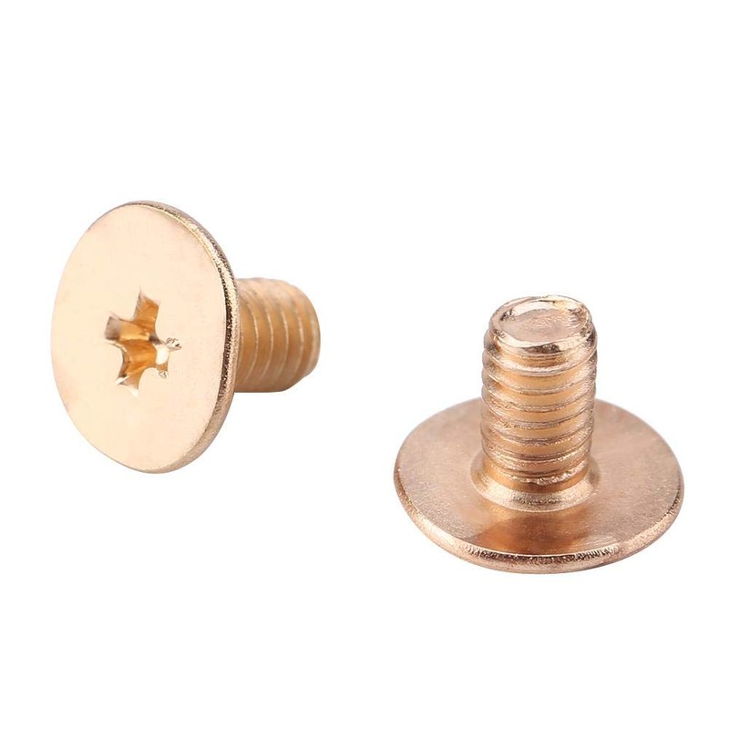 FTVOGUE 10pcs Craft Rivets Brass Studs Screw Back Round Head