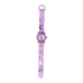 Kids Watch 3D Cute Cartoon Kitten Strap Waterproof Toddler Girl Boy Watch Birthday Gift For Over 3 Years Old Purple