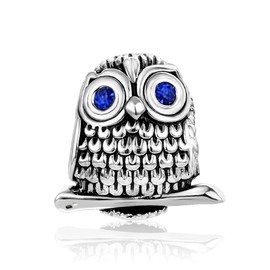 MiiFort Owl Charm for Bracelets Women Cute Charm Cute Owl Bird Animal, Blue Crystal