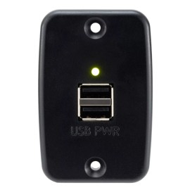 RecPro RV Black Dual USB Charger Outlet | 5V | 2.4 Amp | 2 Wire | LED