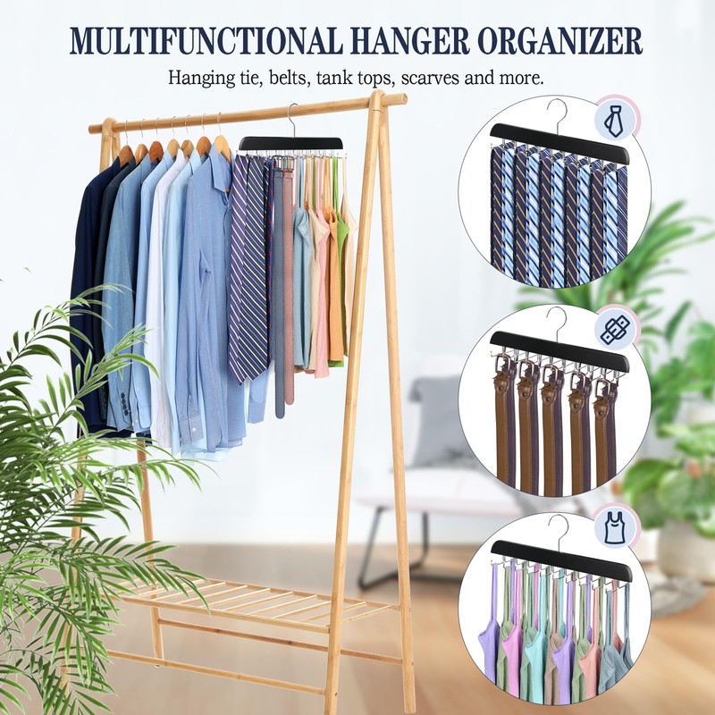 2 Pack Tie Rack Belt Hanger for Closet Upgraded Non