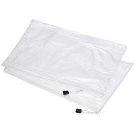 MECCANIXITY Mesh Zipper Bags, A3 Size Plastic Zip File Pouch Document Folders for Home Office Travel, White Pack of 3