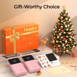 Hotdot Hand Warmers Rechargeable with Gift Box, 4 Pack Electric Hand Warmer with LED Display Battery and Temperature, 4 Heating Levels Portable Hot Hands, for Men, Women, Hunting Pink