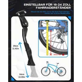 WATSABRO Bicycle Stand 18-24 Inches, Height-Adjustable Side Stand, 40 mm Hole Spacing, Bicycle Stand Upper Part with M6 Screw, Bicycle Stand Lower Telescopic Part with M5 Screw