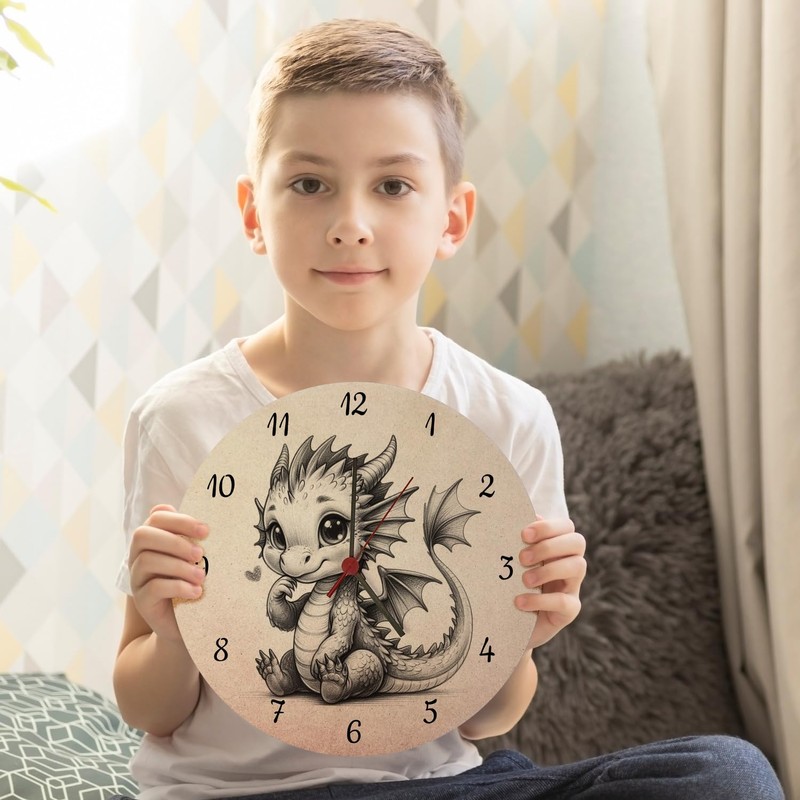 Cute Baby Dragon Wall Clock Cute Resting Dragon Cute Pose