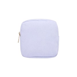UUYYEO Small Corduroy Makeup Bag Mini Cosmetic Pouch Toiletry Zipper Pouch Lip Gloss Travel Bag Sanitary Napkin Storage Pouch Portable Makeup Bag Purse Blue