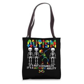 Autism it's A Different Ability Funny Dab Skeleton Autism Tote Bag