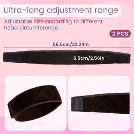 SULIKJHUI 2 Pcs Wig Grip Band, Dark Brown No Slip Wig Grips for Glueless Wigs, Soft Fabric Headband for Secure Hold (22.24 x 2.56 Inch)(Dark Brown)