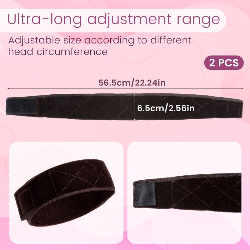 SULIKJHUI 2 Pcs Wig Grip Band, Dark Brown No Slip