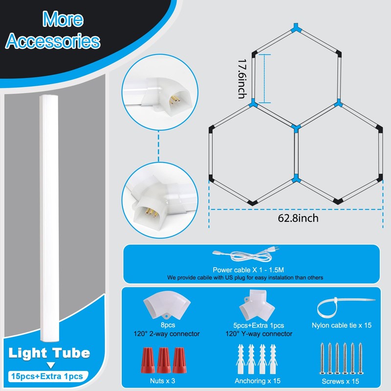 LZHOME LED Hexagon Garage Lights: 15900LM Super Bright 3 Hexagon