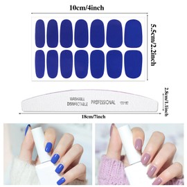 YECIRALA 12 Sheets 168 Pcs Blue Nail Polish Strips for Women Nails Stickers Full Nail Wraps Solid Nail Polish Stickers Stick On Nails Self Adhesive Nail Decal Strips with Nail File Decorations Set