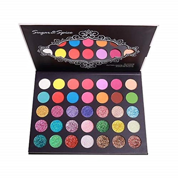 Okalan Sugar & Spice Eye Shadow Palette 35 Colors Shimmer, Glitter & Matte (COSES114) Assorted One Size