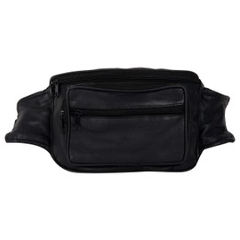 Liberty Leather Genuine Leather Waist Bag | Multi-Pocket Fanny Pack for Outdoor Use, Travel | Adjustable Waist Strap Bum Pack for Walking, Cycling, Running, Fashion (BLACK, 207)
