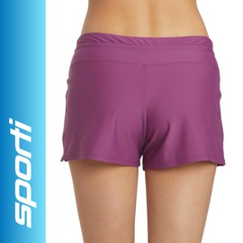 Sporti Women's High Waisted Swim Board Shorts, Active Swim Short Bottom - Amethyst - Medium