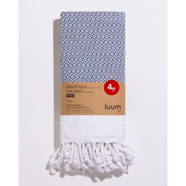 Luum® Set of 4 Hamam Guest Towels, Place Mats, Washable Place Mats, Flannel, 100% Cotton, Quick-Drying, Lint-Free, Dove Blue, 33 x 45 cm, Gift Set, Wedding Gift Idea