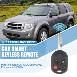 X AUTOHAUX 4 Button Car Keyless Entry Remote Control Replacement Key Fob Proximity Smart Fob OUCD6000022 for Ford Escape 2008-2010 315MHz Chip 63 80
