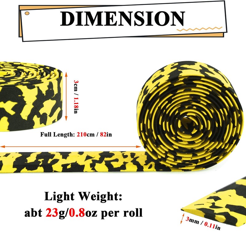 KINGOU Black & Yellow Camouflage EVA Road Bike Handlebar Tape