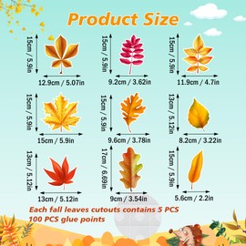 Wonmon 45 PCS Fall Maple Leaves Cutouts for Bulletin Board Decoration, Autumn Leaves Leaf Paper Cutout for Thanksgiving Fall Autumn Party Office School Classroom Bulletin Board Decoration