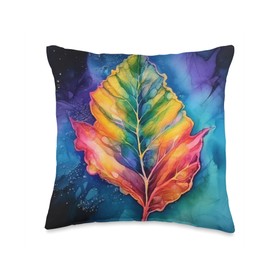 Dieffenbachia Leaf Cute Alcohol Ink Art Floral Throw Pillow
