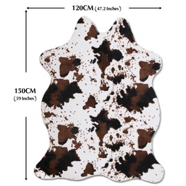 MACEVIA Cow Print Rug Faux Cowhide Rugs Cute Animal Area Carpet Western Decor for Living Room Bedroom with Anti-Slip Rubber Large Size 59" L x 47.2" W(4.9ft x 3.9ft)