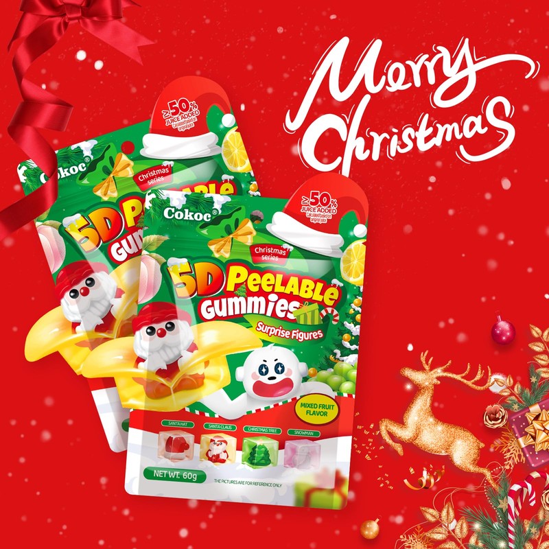 COKOC Christmas 5D Peelable Gummy Candy – Mixed Fruit Flavored