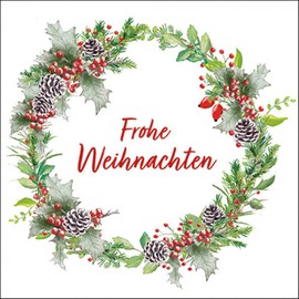 Ambiente Napkin Lunch 33 x 33 cm Motif: Christmas Wreath White – Merry Christmas 20 Pieces per Pack