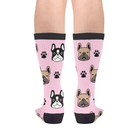AIMASTZ French Bulldog Pink Unisex Funny Novelty Socks, Funky Crazy Cool Crew Dress Socks