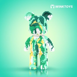 Bear Building Block,Winktoys building block,Bear Toys,Birthday Gift,Educational,Boy,Girl,Trend Decoration,Cool Gifts,Brick,Family Bonding:_Green Butter Bear