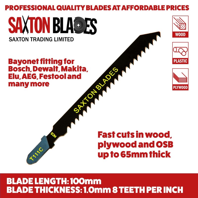 25 x Saxton Jigsaw blades T111C fit Bosch, Dewalt, Hitachi,