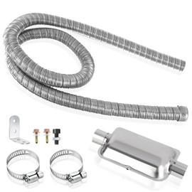 autozen Heater Exhaust Pipe with Muffler, 200cm two-layer Stainless Steel generator exhaust hose with 2 Clamps Air Heater Exhaust Pipe for Diesel Gas Vent Hose Heating