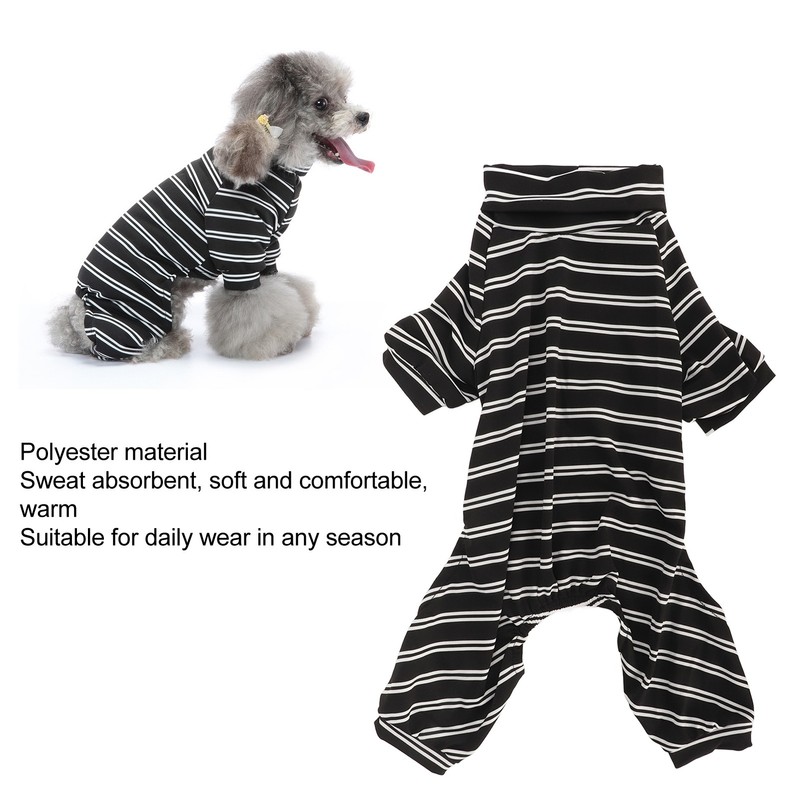 Dog Striped Pajamas Classic Black White Stripe Lightweight Full Coverage
